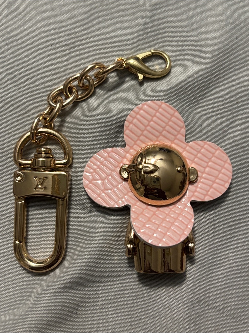 Louis Vuitton Pink Flower Gold-Tone Key Holder Charm
